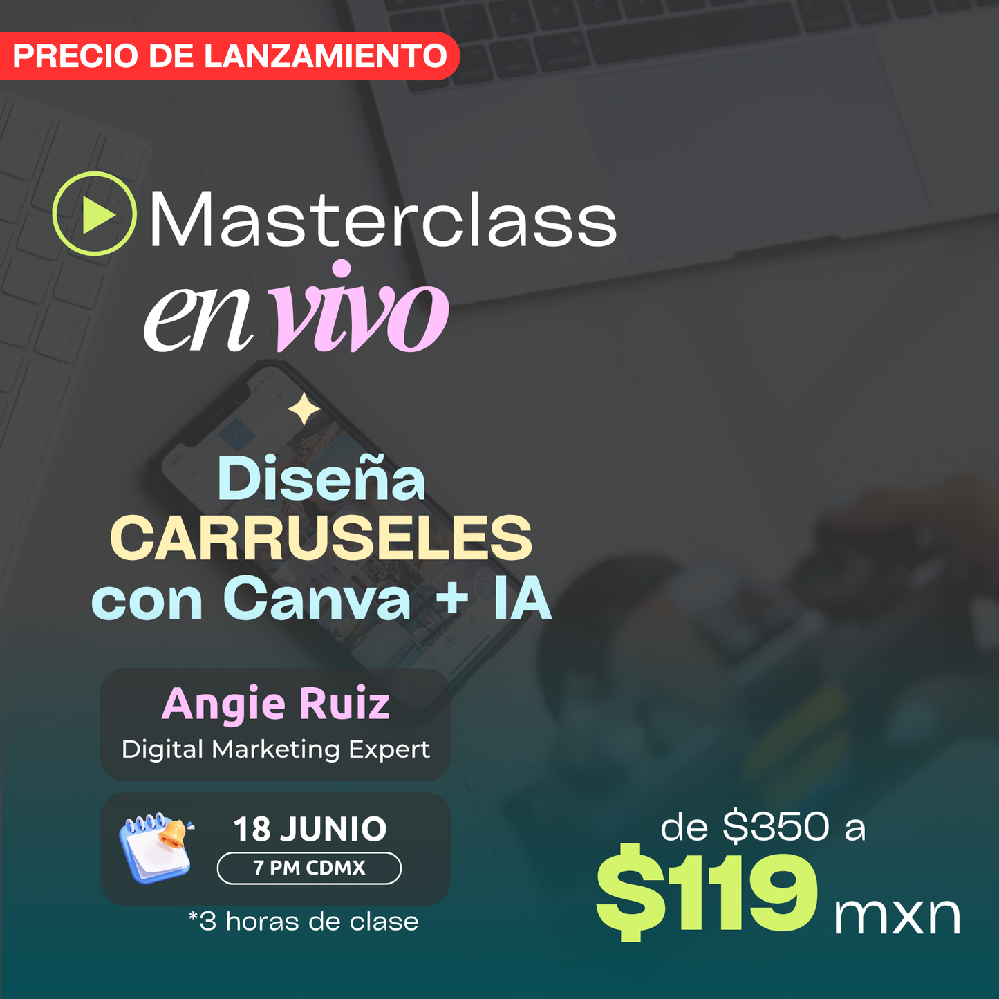 Masterclass: Crea Carruseles que Venden con IA + Canva
